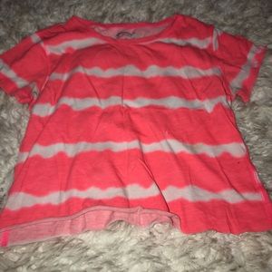 Cropped Pink and White Striped Tee